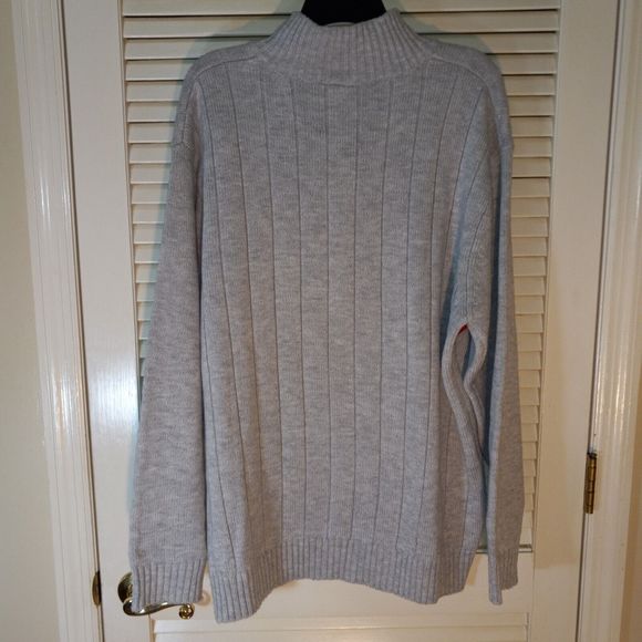 South Pole Mens Size XL Sweater Long Sleeve Gray Red Striped Heavyweight 1/4 Zip - Picture 8 of 16